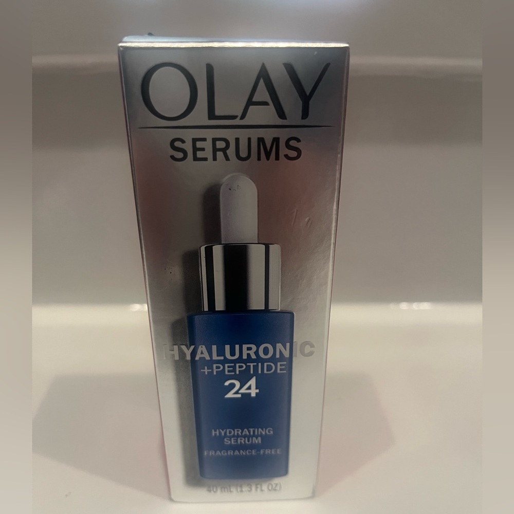 Olay hyaluronic and peptide serum.